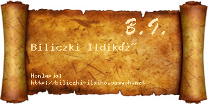 Biliczki Ildikó névjegykártya